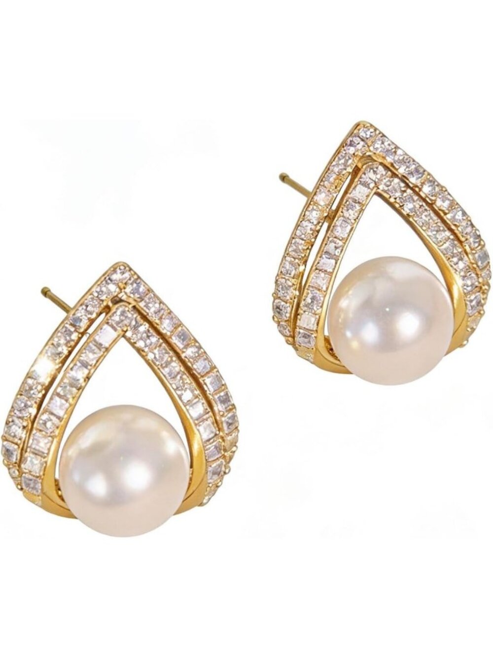 Elegant Natural Pearl Earrings, High Polish Finish, Modern Minimalist Design